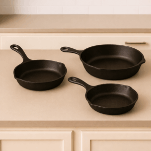 Traditional Seasoned Cast Iron Fry Pan Collection (3-Piece)